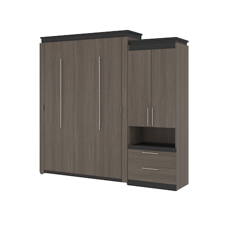 Bestar Orion Queen Murphy Bed and Storage Cabinet with Pull-Out Shelf (95W), Bark Gray & Graphite 116888-000047